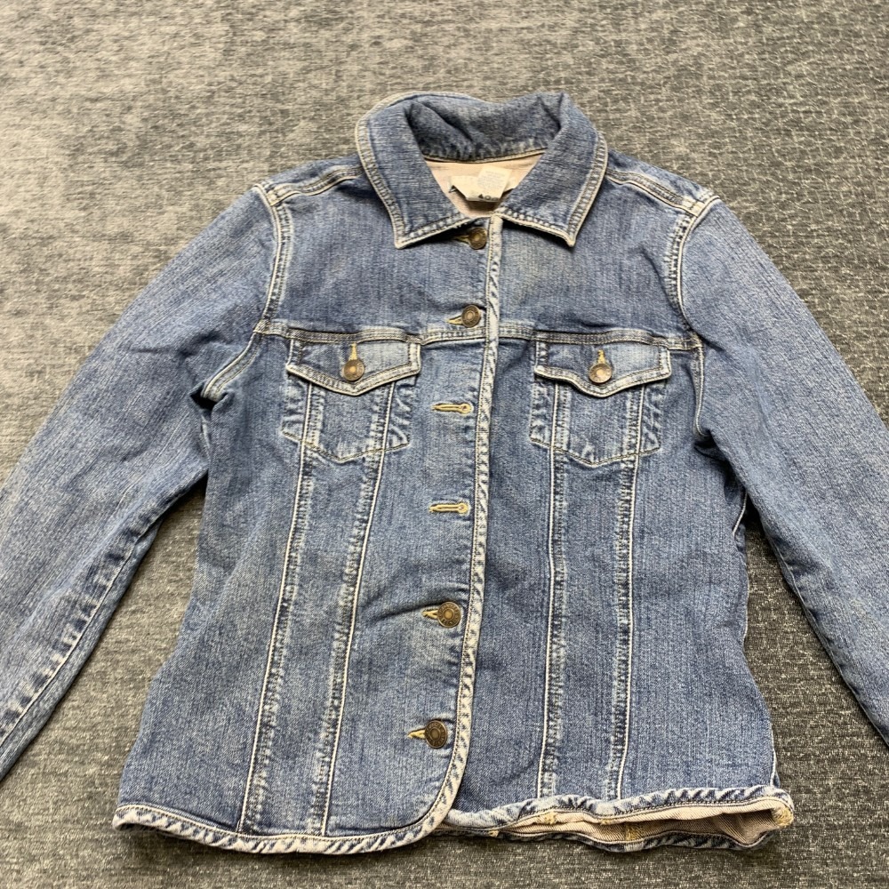 Geoffrey Beene Sport Trucker Jacket Womens 4 Blue Denim Cotton Stretch Outdoor - Picture 5 of 14